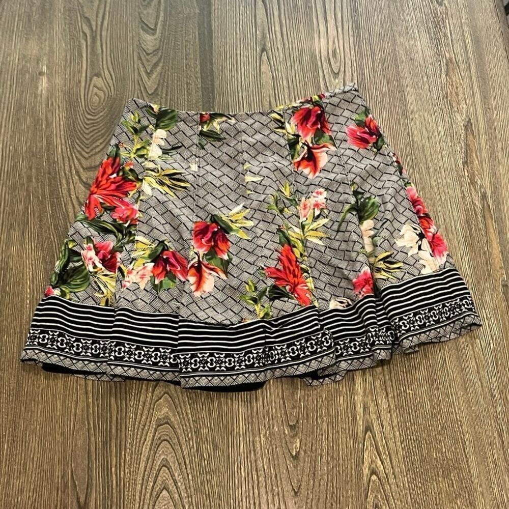 White House Black Market Womens Floral Flared A-Line Skirt Multicolor Size 8